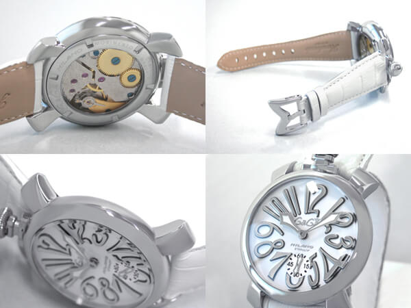ガガ･ミラノスーパーコピー GAGAMILANO マニュアル　48mm　手巻き z5010.10 ホワイト皮 ホワイト/シルバーアラビア